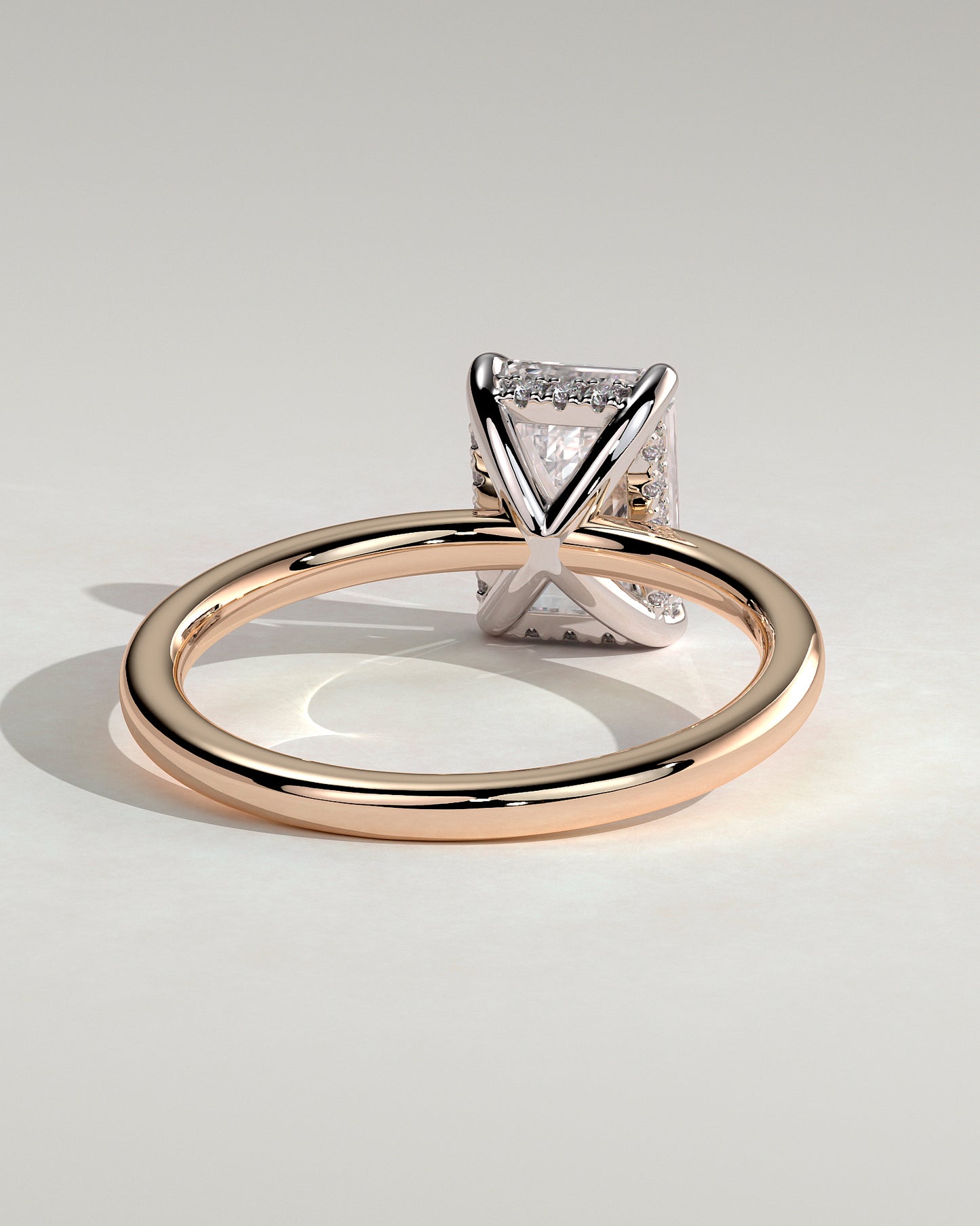 Alice - Emerald Claw Solitaire with Hidden Halo Engagement Ring - Rose Two-Tone - Rose Two-Tone 2ct