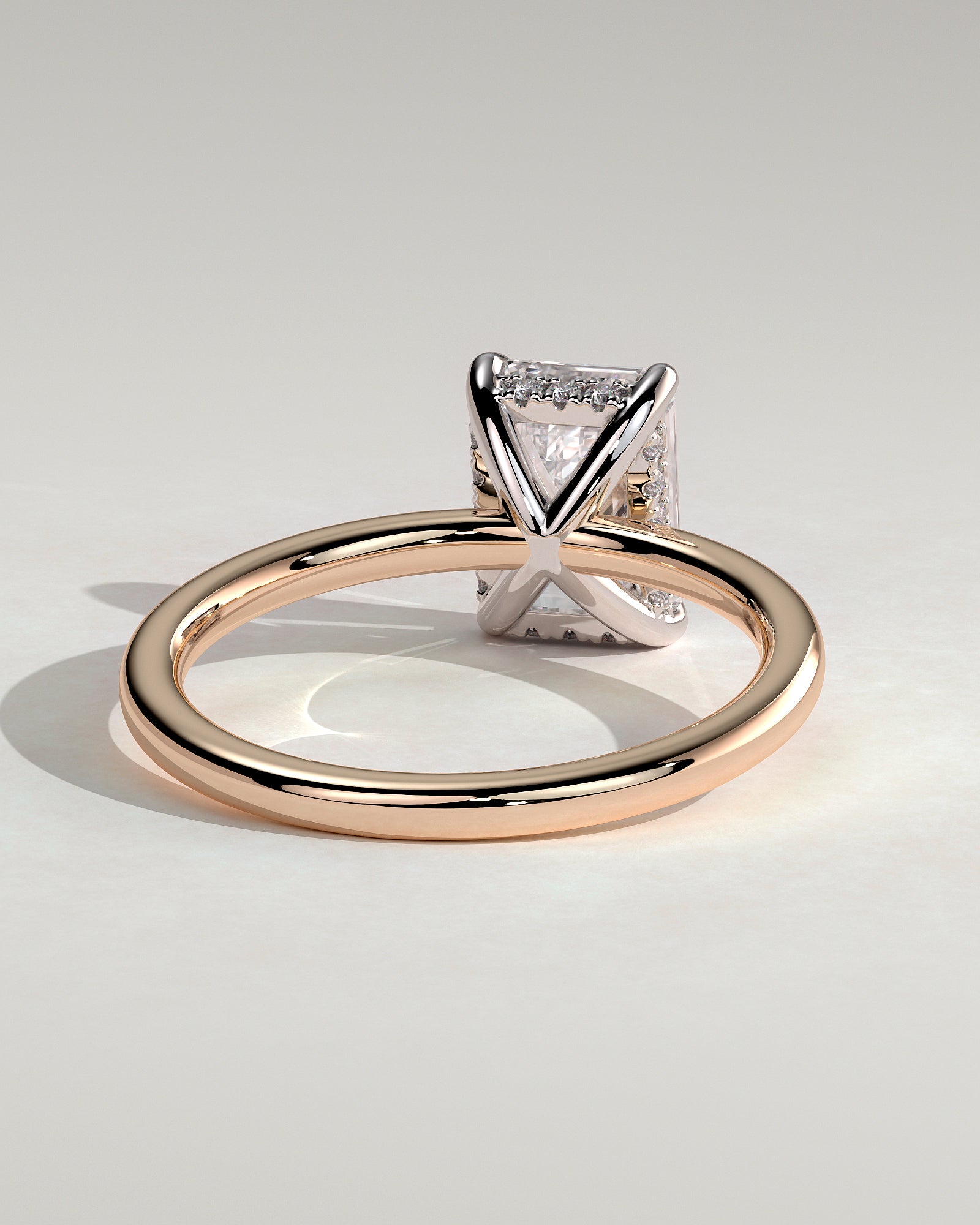 Alice - Emerald Claw Solitaire with Hidden Halo Engagement Ring - Rose Two-Tone - Rose Two-Tone 2ct