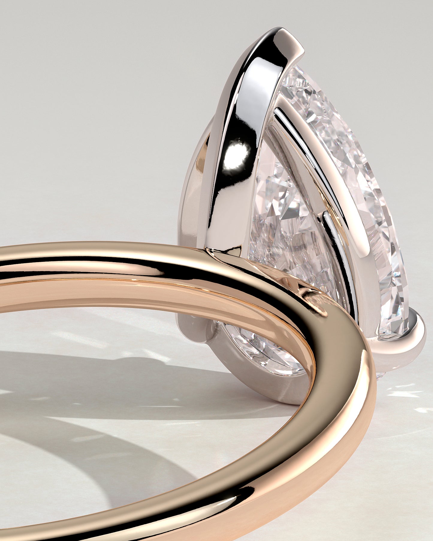 Amy - Pear Claw Solitaire Engagement Ring - Rose Two-Tone - Rose Two-Tone 2ct