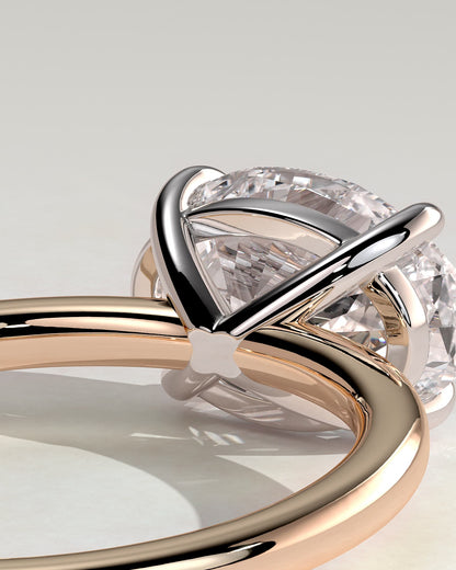 Dotti - Oval East West Claw Solitaire Engagement Ring - Rose Two-Tone