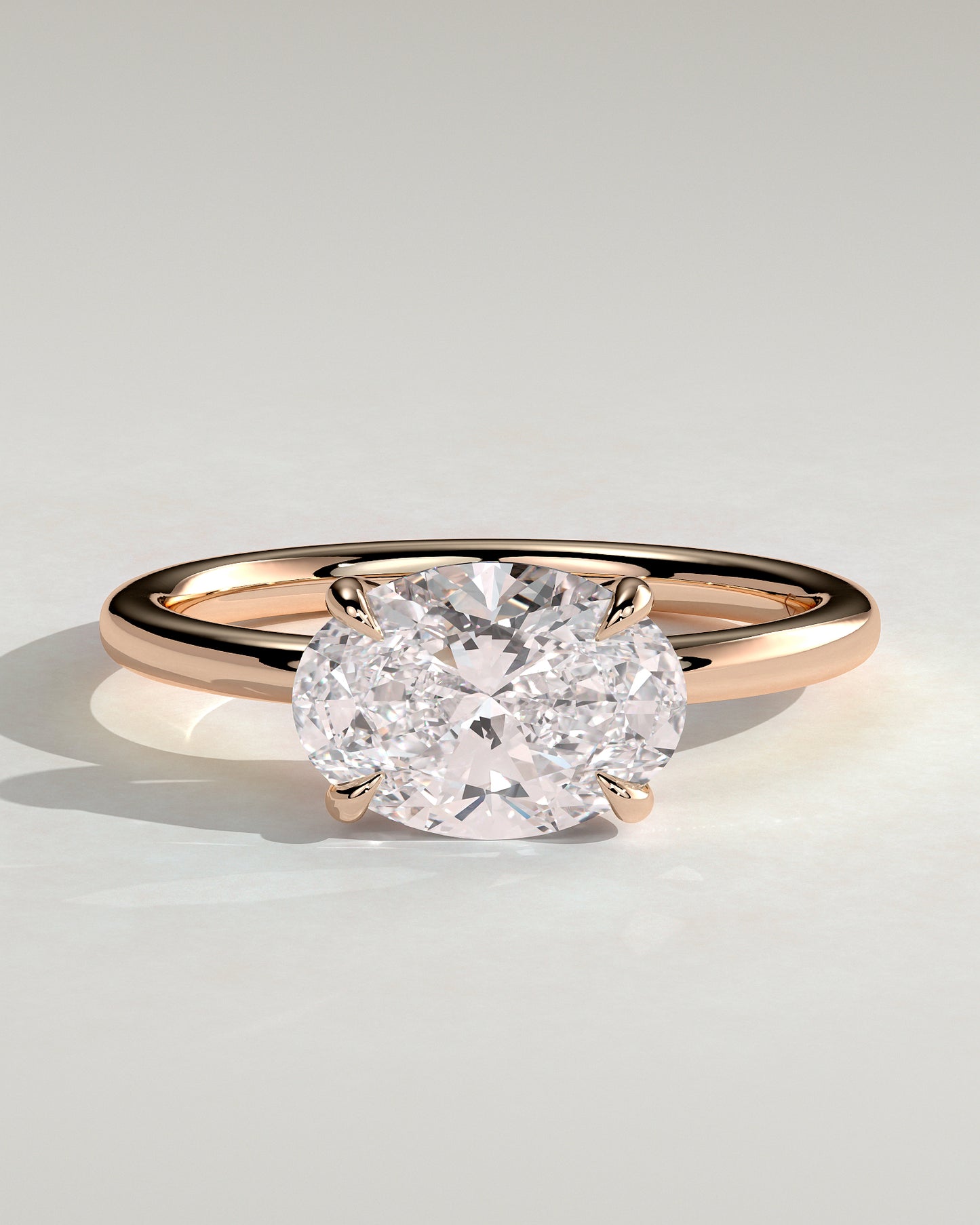 Dotti - Oval East West Claw Solitaire Engagement Ring - Rose Gold - Rose Gold 2ct