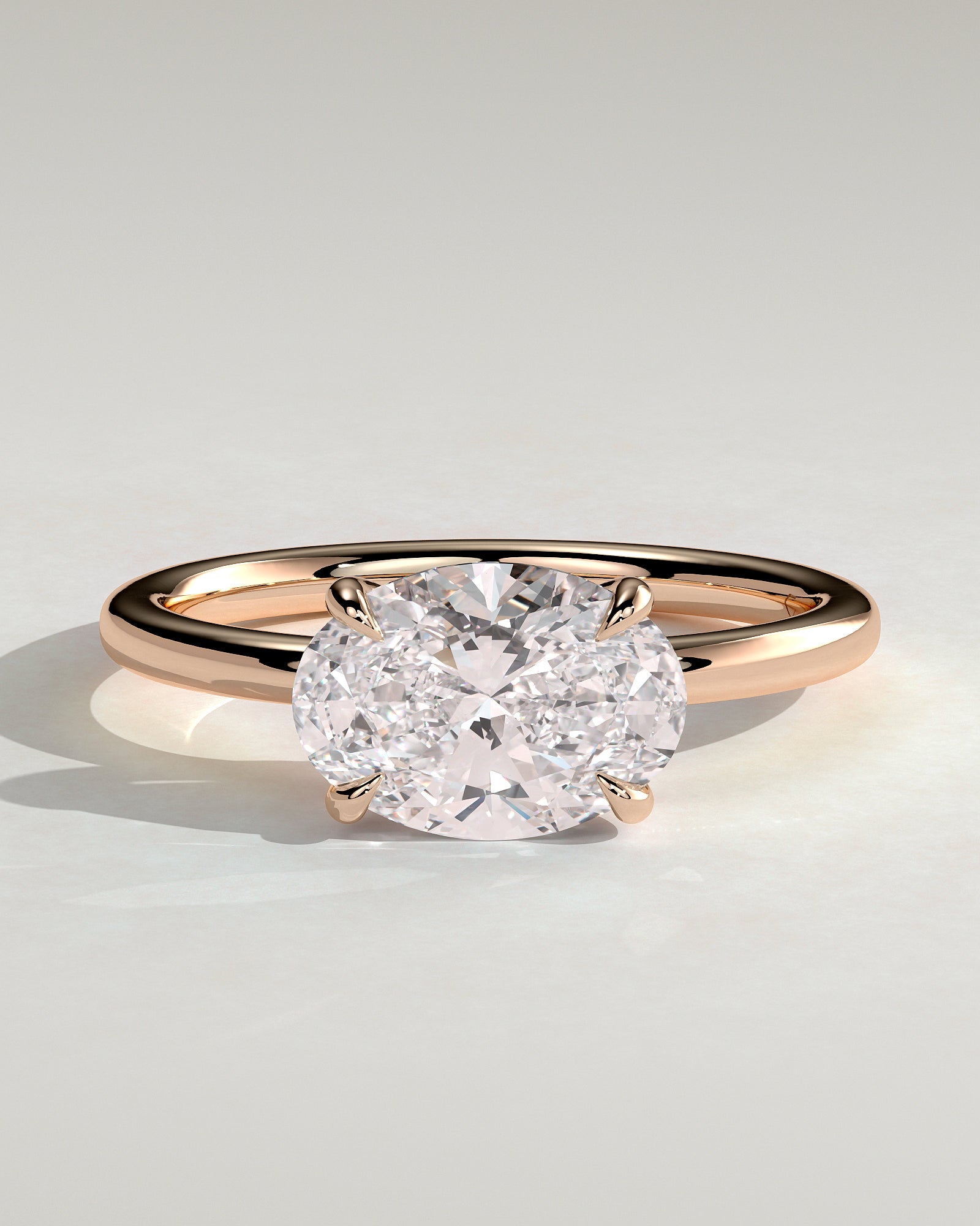 Dotti - Oval East West Claw Solitaire Engagement Ring - Rose Gold - Rose Gold 2ct
