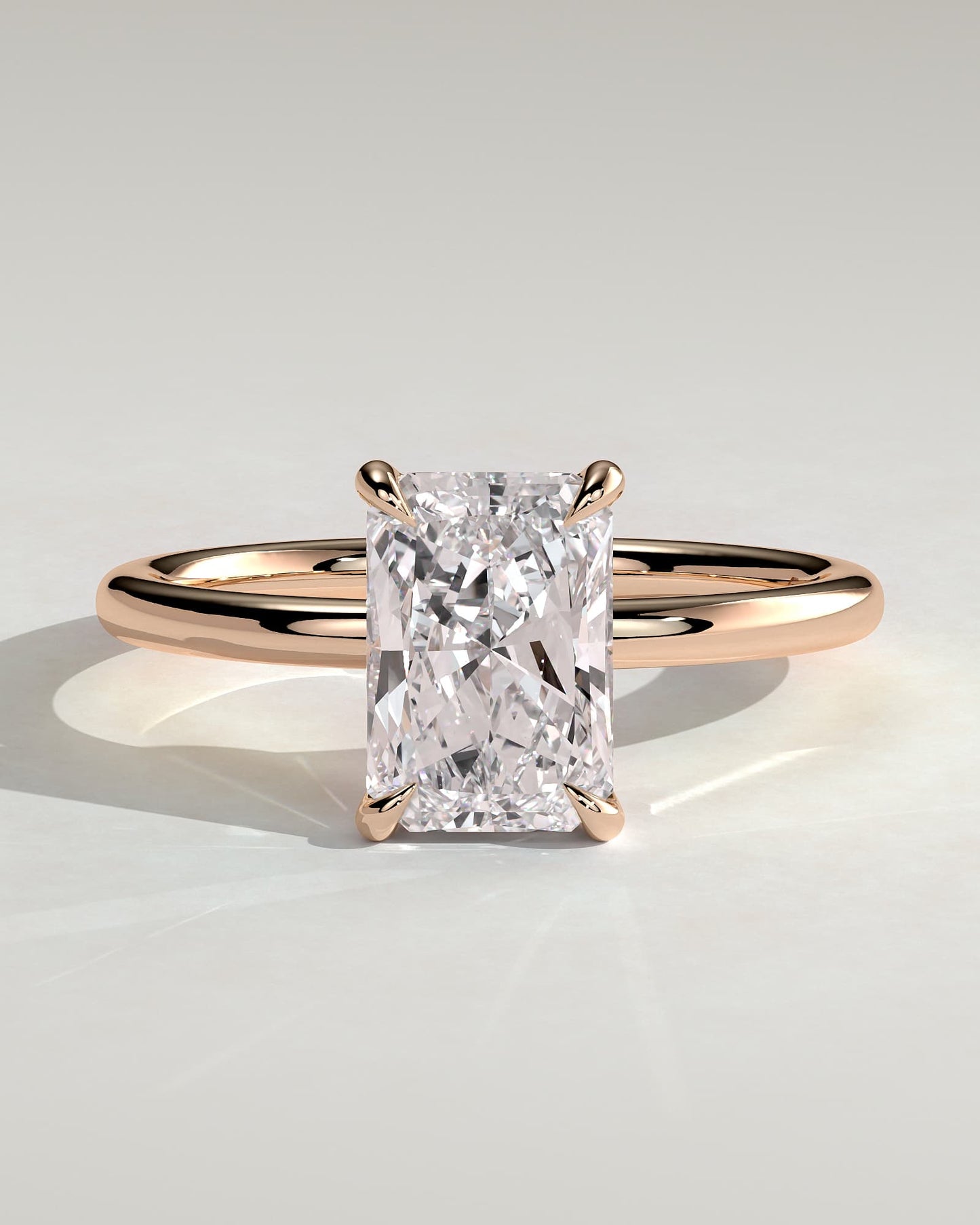 Judy - Radiant Claw Solitaire Engagement Ring - Rose Gold
