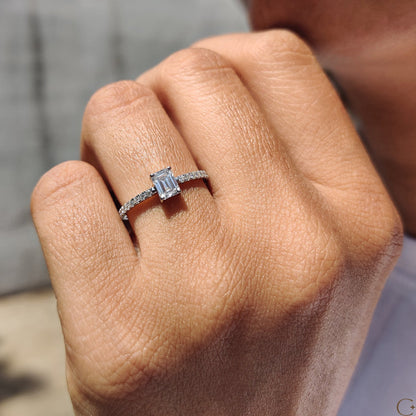 Emerald Pave Ring With Secure Four Prong Setting
