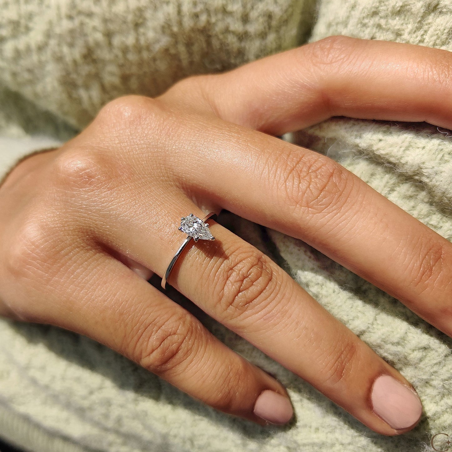 Pear Shaped Diamond Ring In Solitaire Style