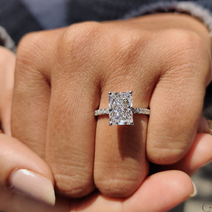 Radiant Cut Ring In Pave Setting