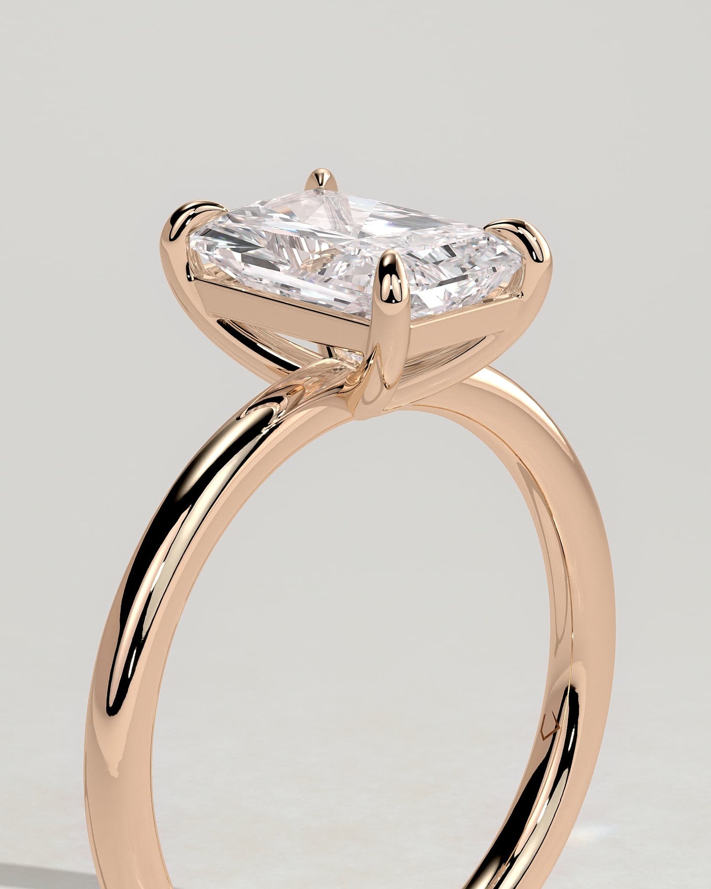Judy - Radiant Claw Solitaire Engagement Ring - Rose Gold