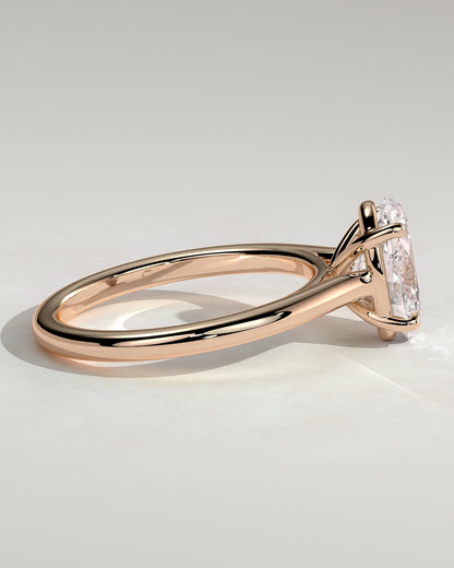 Hilary - Oval Claw Solitaire with Cathedral High Setting Engagement Ring - Rose Gold