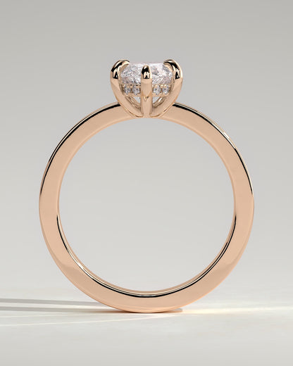 Aisha - Marquise Claw Solitaire with Flat Cigar Band and Hidden Halo Engagement Ring - Rose Gold - rose gold - Lara Jewels