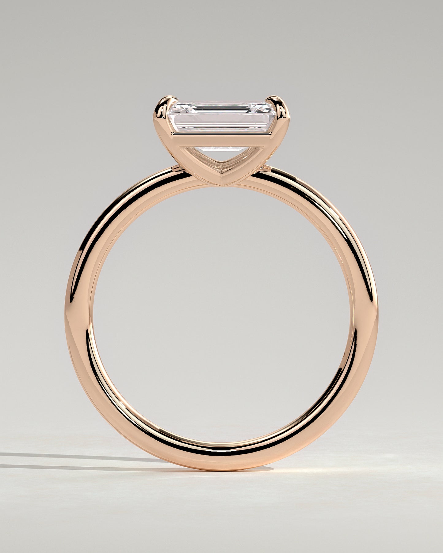 Debbie - Emerald East West Claw Solitaire Engagement Ring - Rose Gold - Rose Gold 2ct