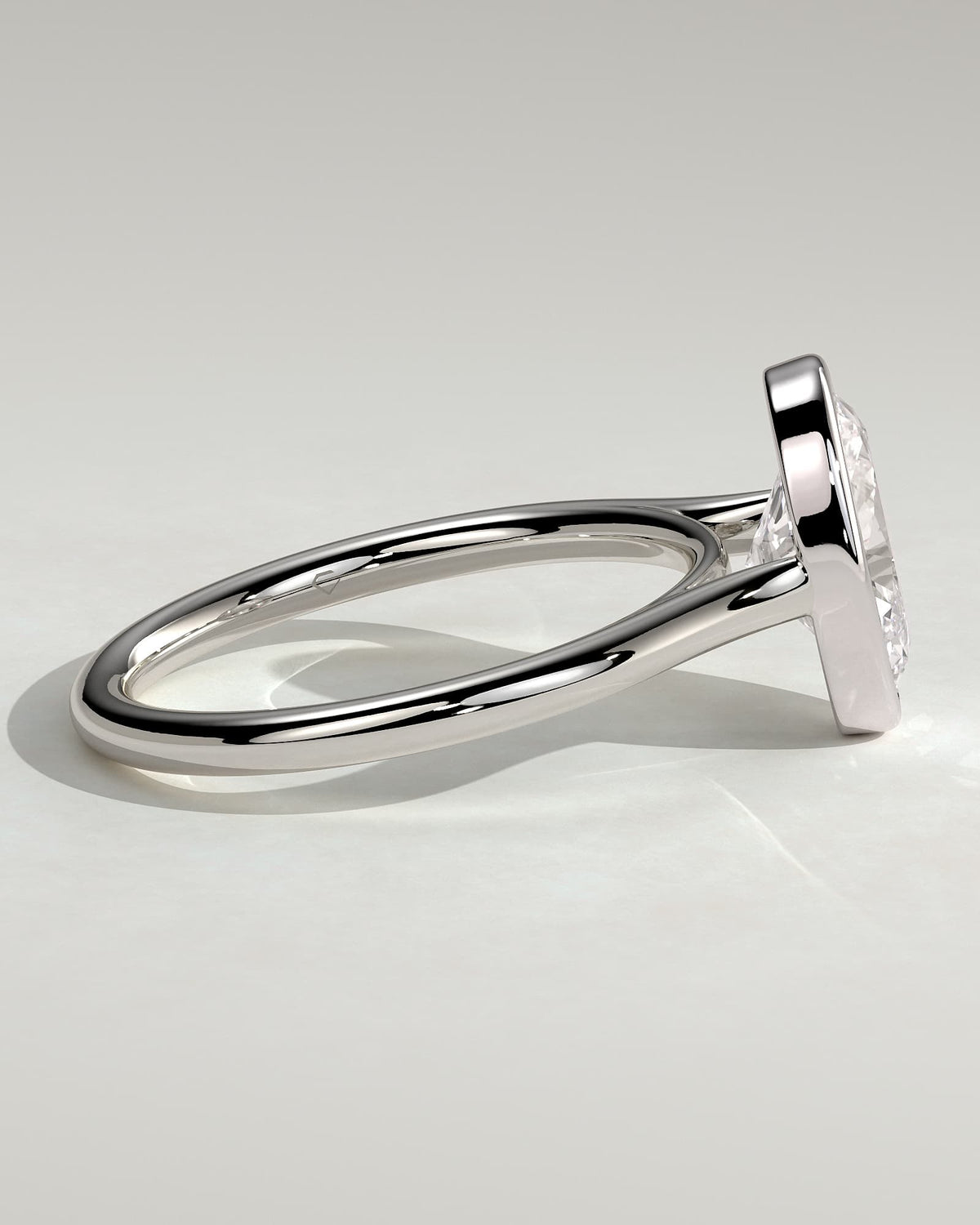 Lexie - Statement Oval Bezel Solitaire with Open Cathedral High Setting Engagement Ring - Platinum