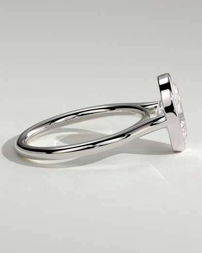 Lexie - Statement Oval Bezel Solitaire with Open Cathedral High Setting Engagement Ring - Platinum