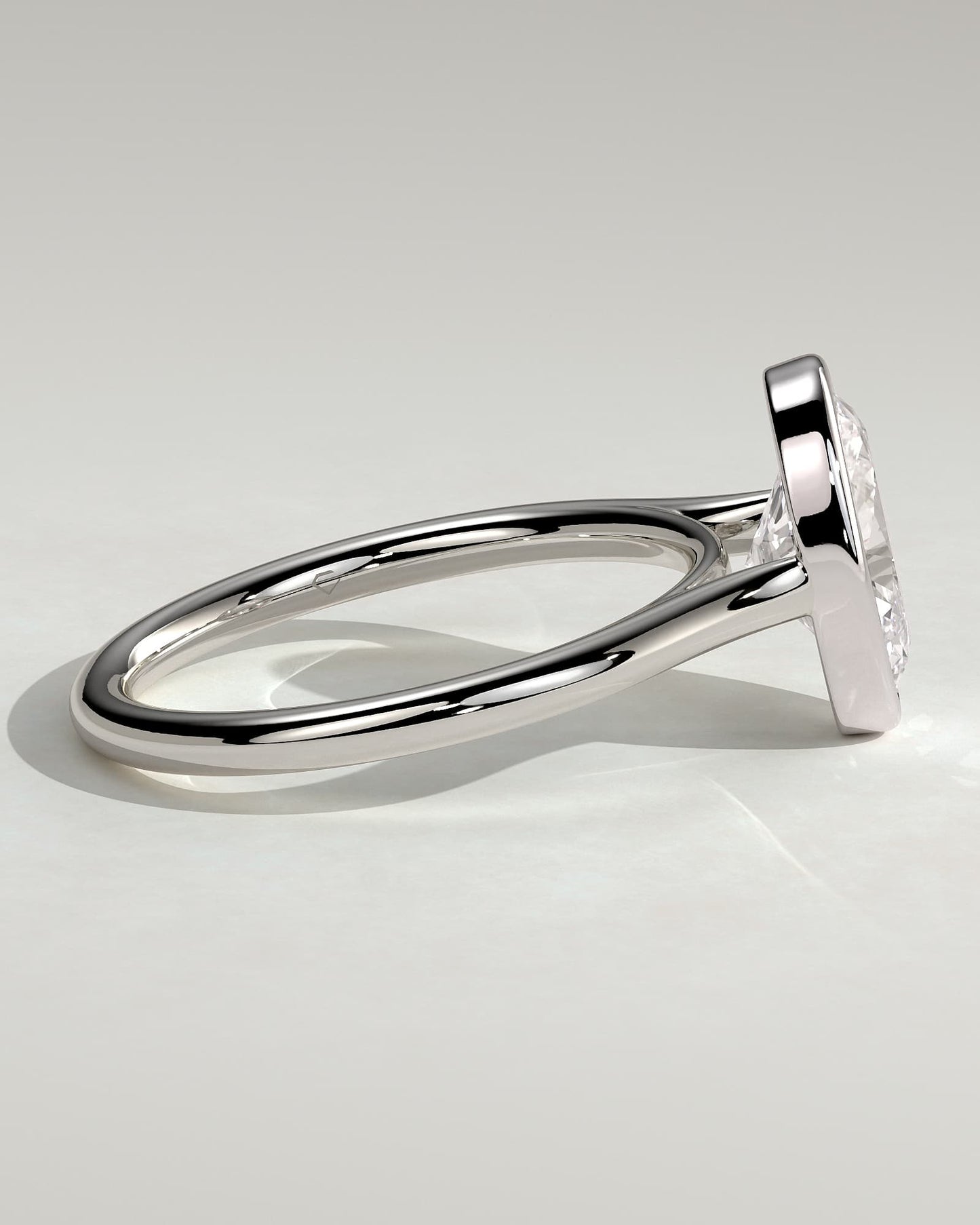 Lexie - Statement Oval Bezel Solitaire with Open Cathedral High Setting Engagement Ring - White Gold