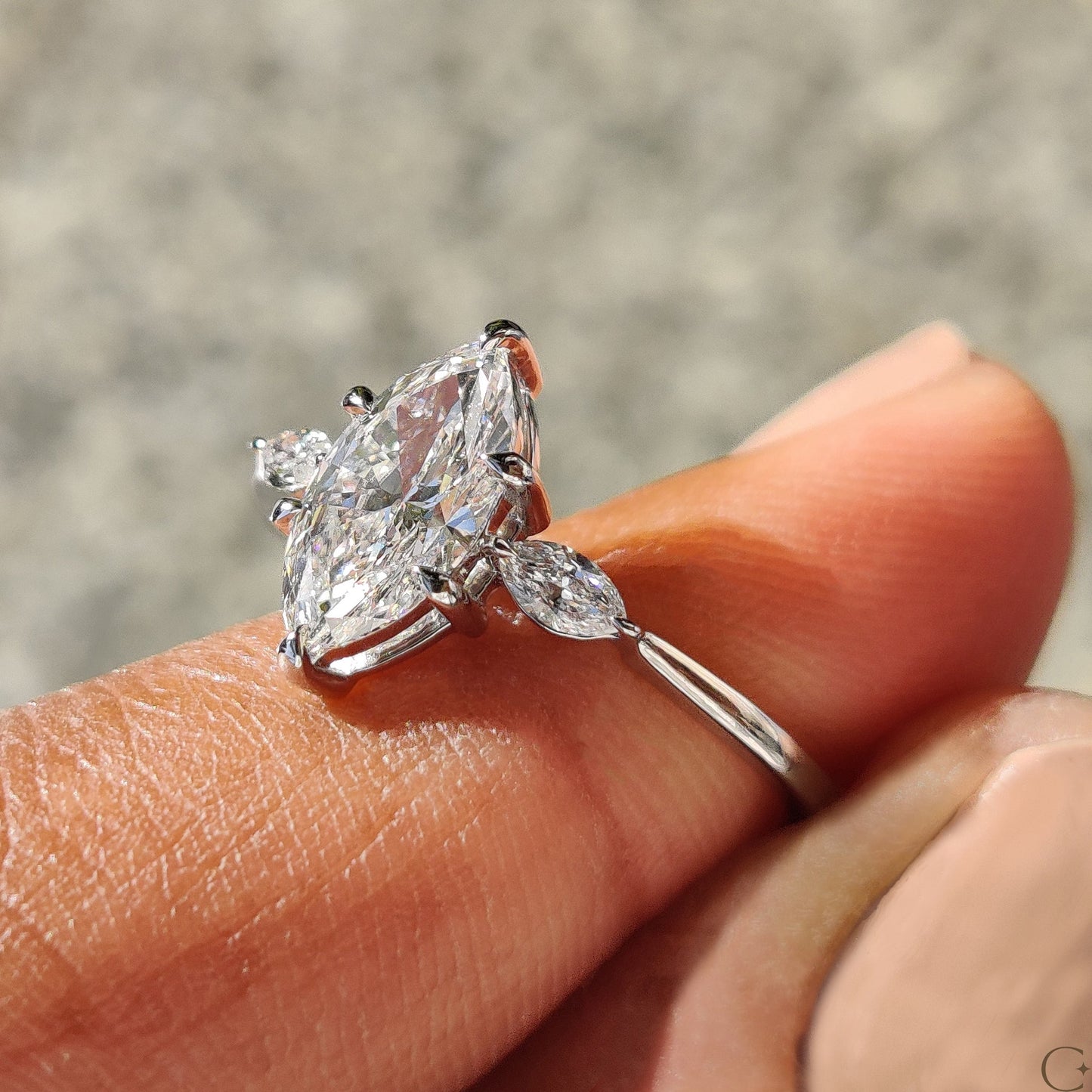 Marquise Engagement Ring In 3 Stone Setting