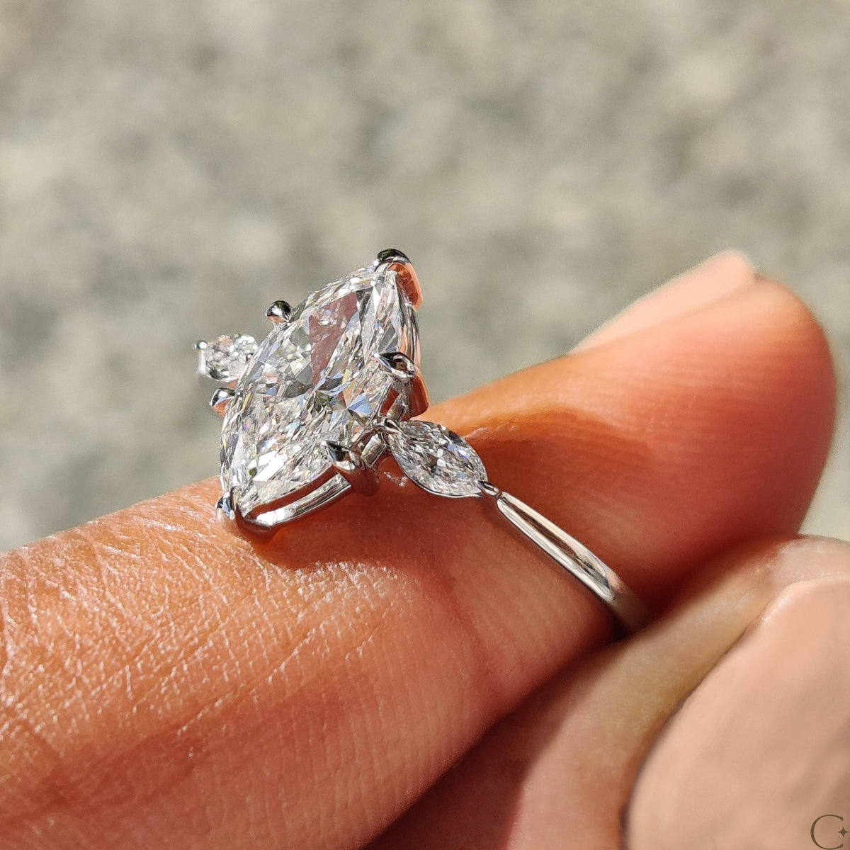 Marquise Engagement Ring In 3 Stone Setting