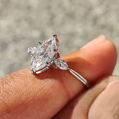 Marquise Engagement Ring In 3 Stone Setting
