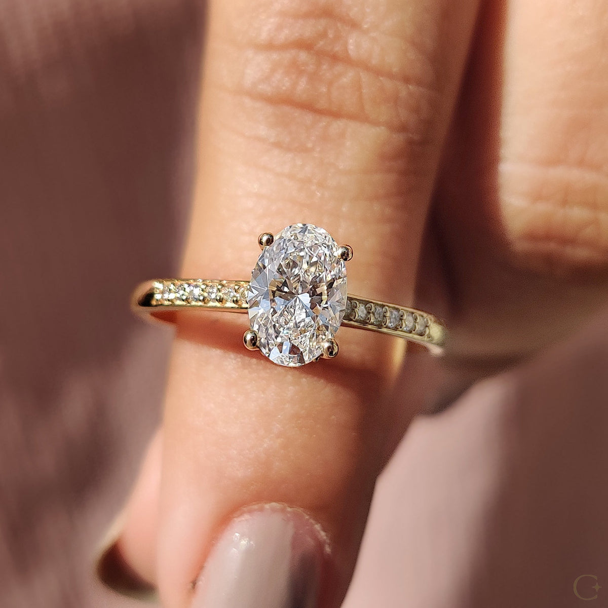 Oval Cut Diamond Ring In Pave Style