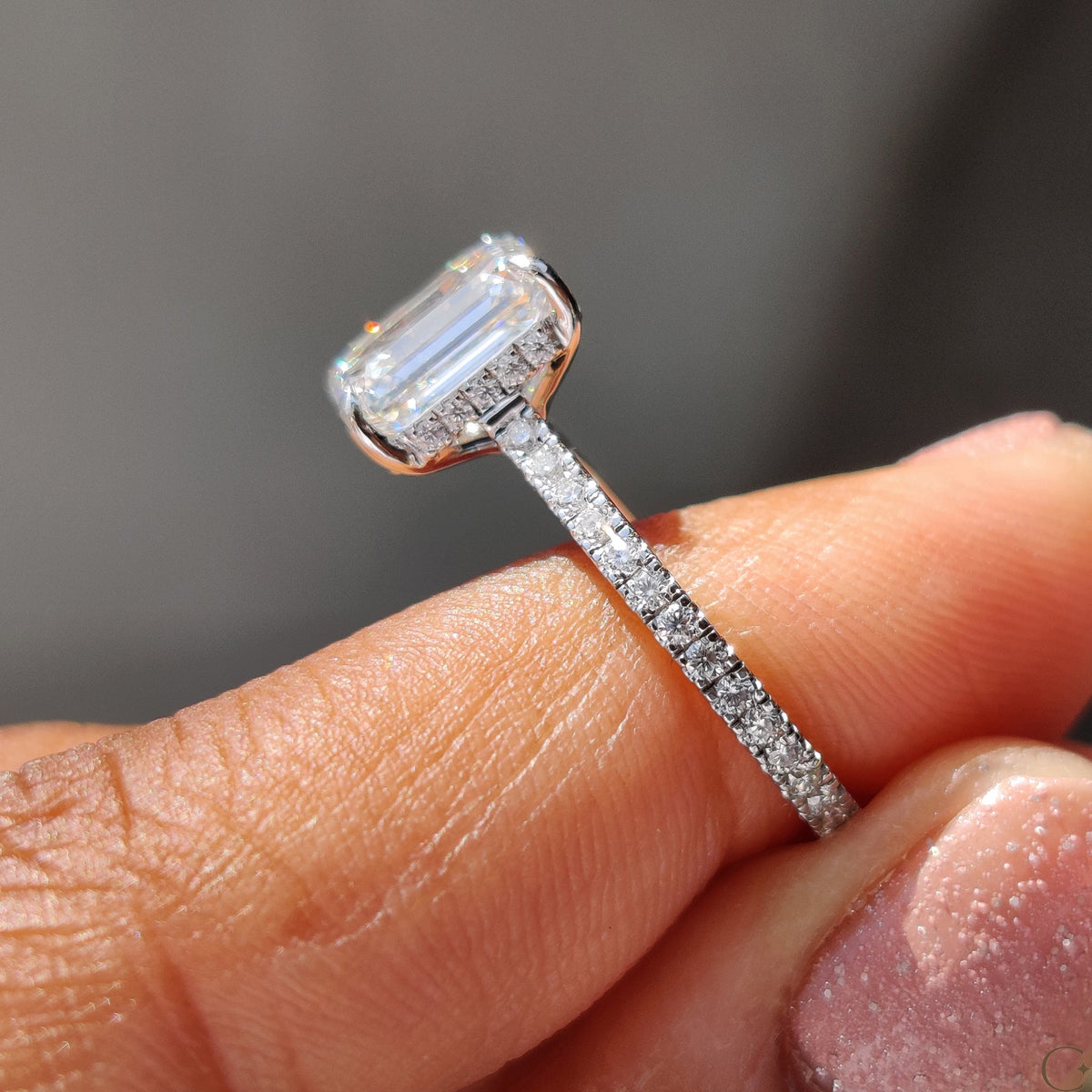 Emerald Cut Engagement Ring in Pave Setting