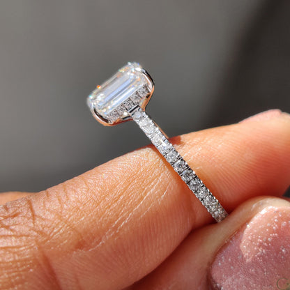 Emerald Cut Engagement Ring in Pave Setting
