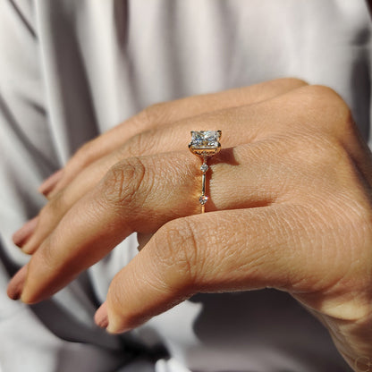 Princess Cut Diamond Ring In Distance Pave Setting