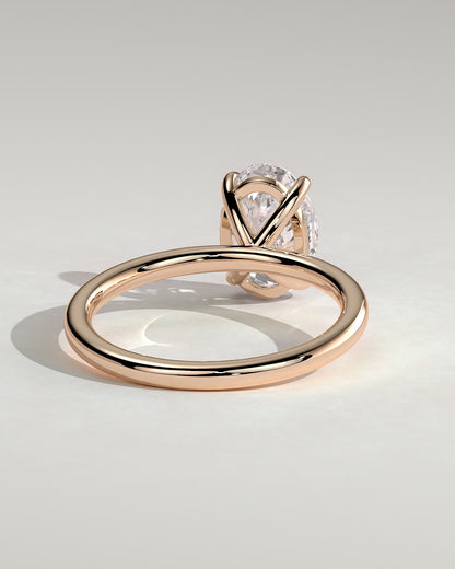 Daisy - Classic Oval Claw Solitaire Engagement Ring - Rose Gold