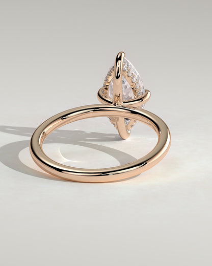 Hellen - Marquise Claw Solitaire with Hidden Halo Engagement Ring - Rose Gold