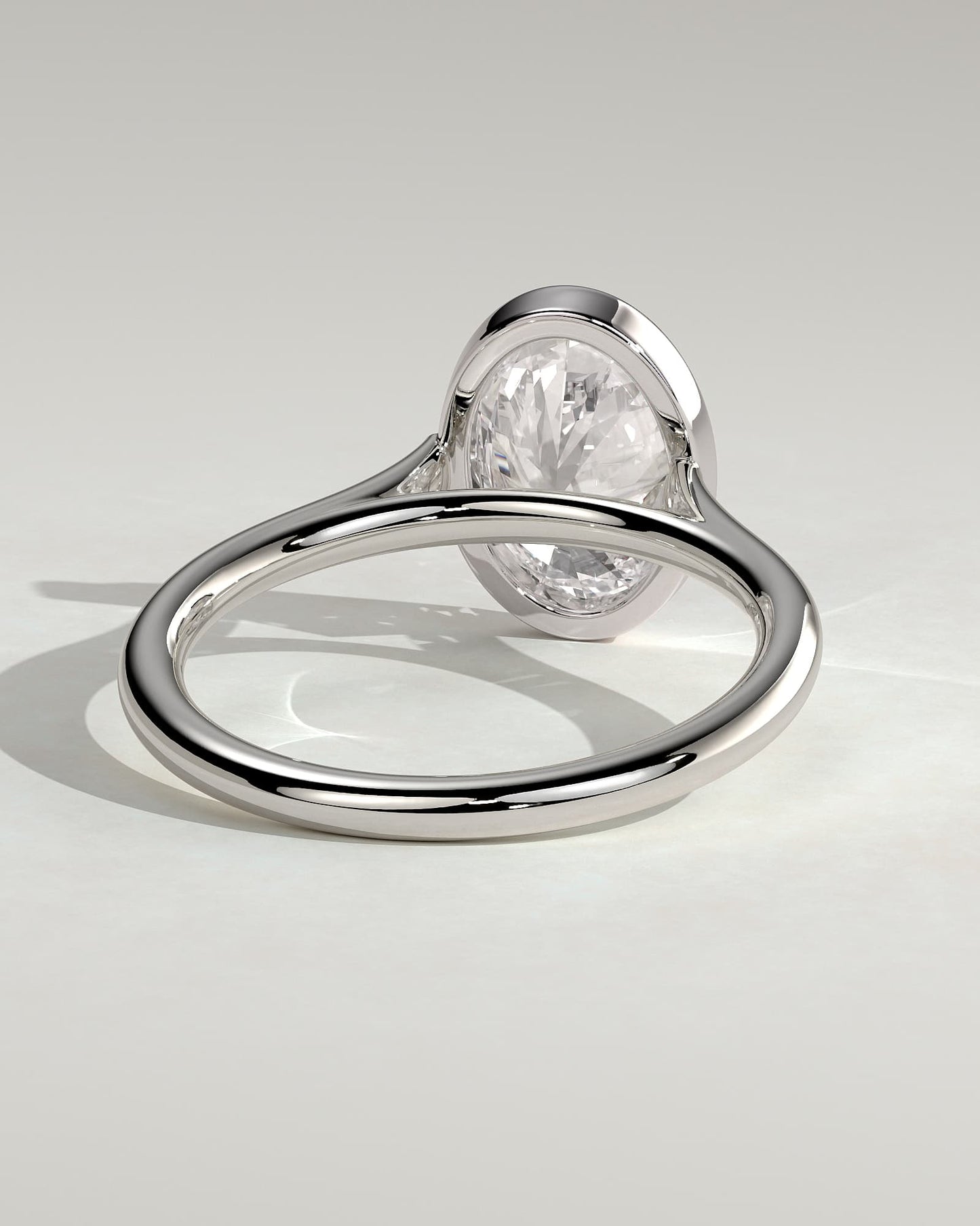Lexie - Statement Oval Bezel Solitaire with Open Cathedral High Setting Engagement Ring - White Gold
