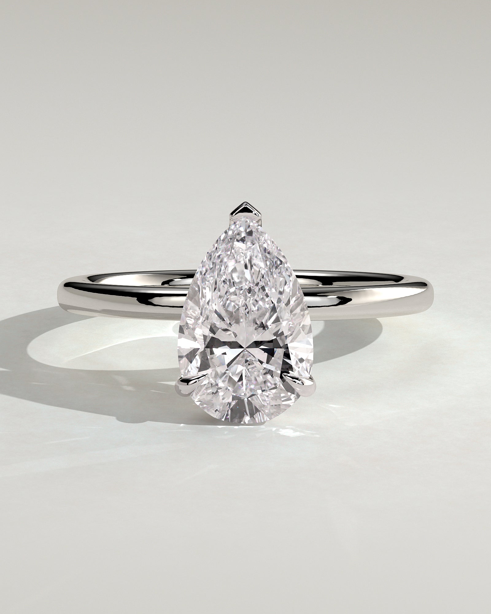 Amy - Pear Claw Solitaire Engagement Ring - Platinum - White Gold / Platinum 2ct