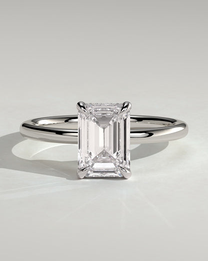 Alice - Emerald Claw Solitaire with Hidden Halo Engagement Ring - Platinum - platinum - Lara Jewels