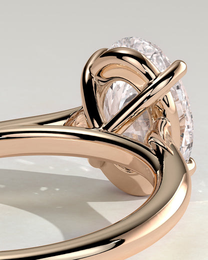 Hilary - Oval Claw Solitaire with Cathedral High Setting Engagement Ring - Rose Gold