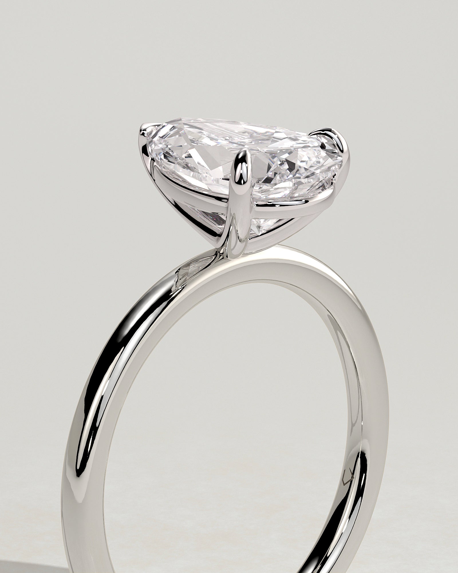 Amy - Pear Claw Solitaire Engagement Ring - Platinum - White Gold / Platinum 2ct
