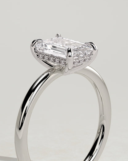 Alice - Emerald Claw Solitaire with Hidden Halo Engagement Ring - Platinum - platinum - Lara Jewels