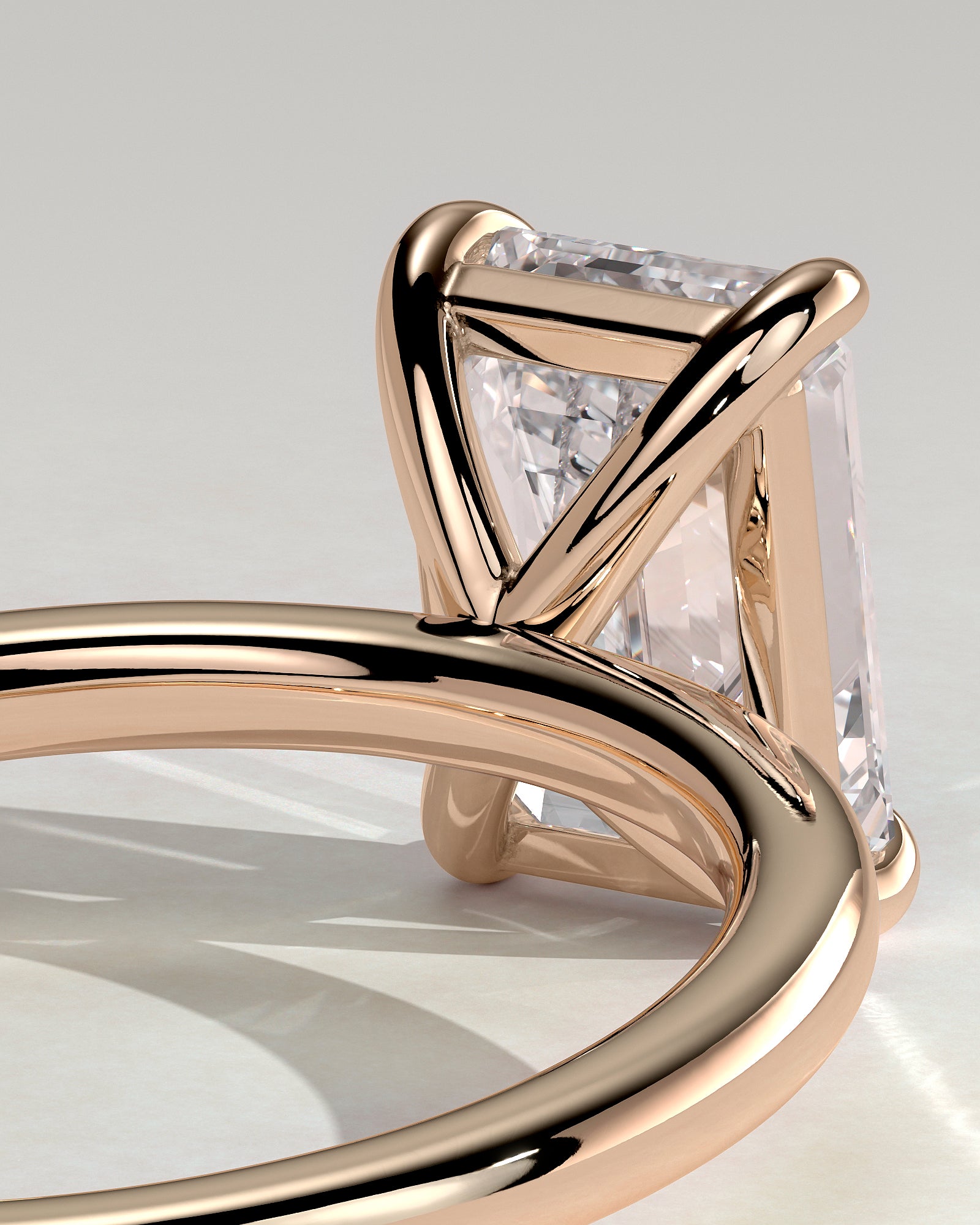 Alina - Emerald Claw Solitaire Engagement Ring - Rose Gold - Rose Gold 2ct