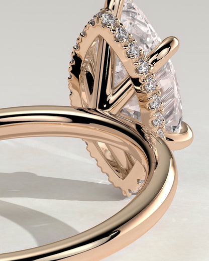 Claire - Marquise Claw Solitaire with Wrap Around Hidden Halo Engagement Ring - Rose Gold