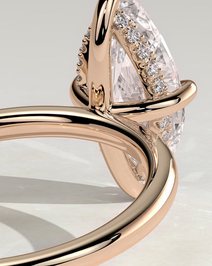 Hellen - Marquise Claw Solitaire with Hidden Halo Engagement Ring - Rose Gold
