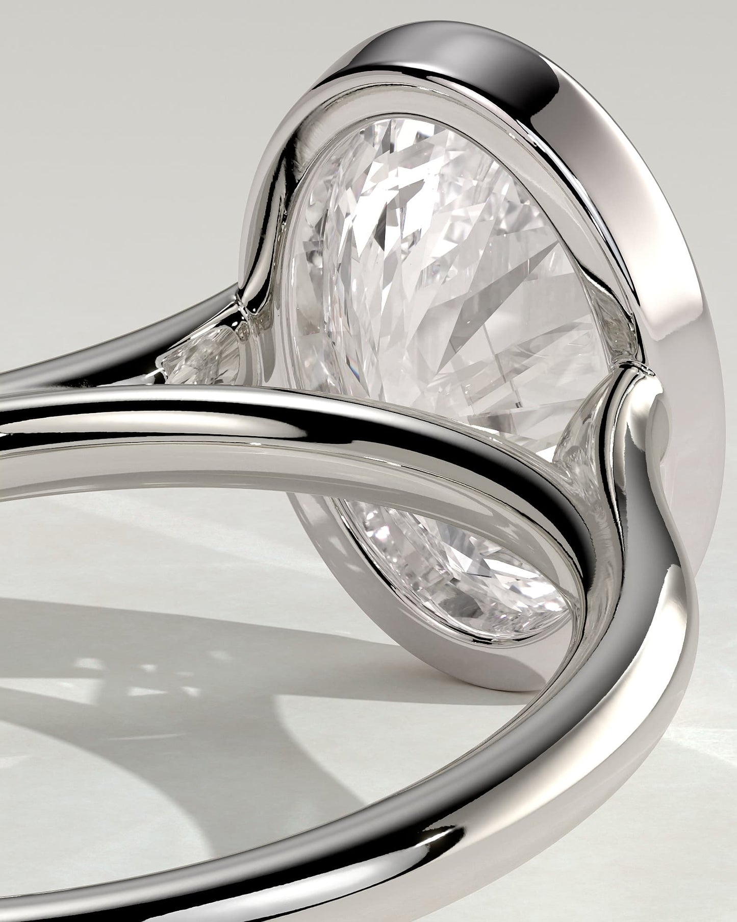 Lexie - Statement Oval Bezel Solitaire with Open Cathedral High Setting Engagement Ring - Platinum