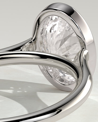Lexie - Statement Oval Bezel Solitaire with Open Cathedral High Setting Engagement Ring - Platinum