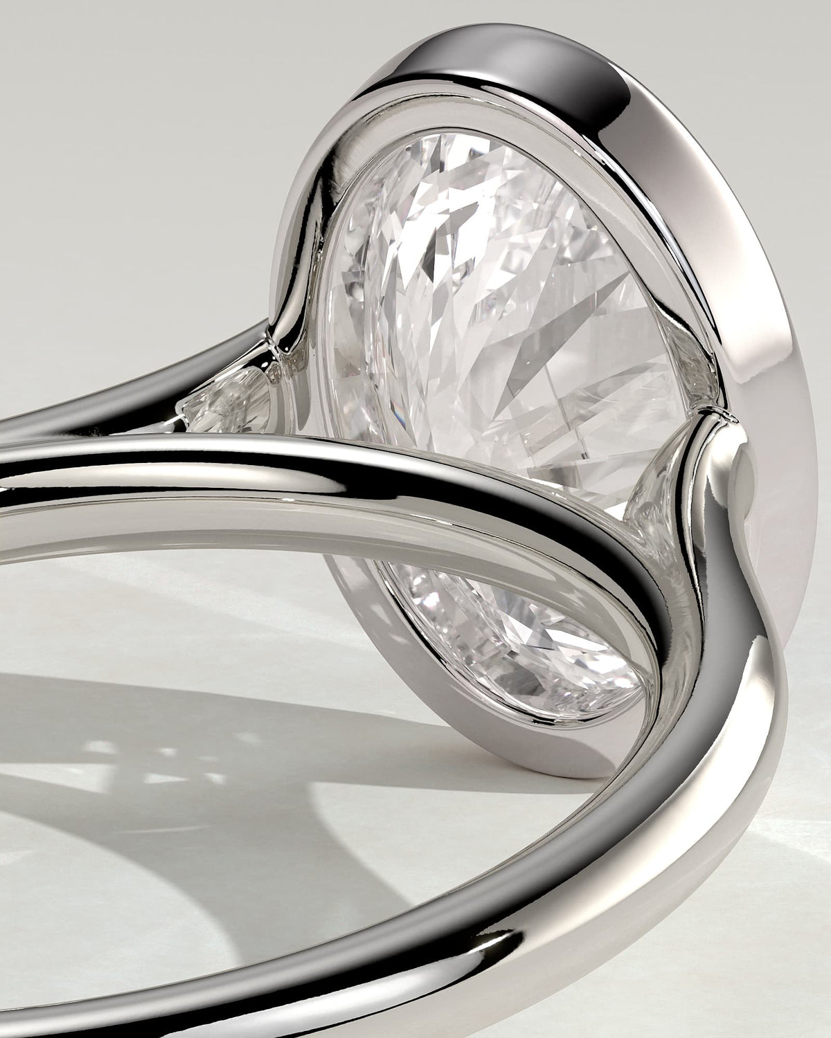 Lexie - Statement Oval Bezel Solitaire with Open Cathedral High Setting Engagement Ring - White Gold