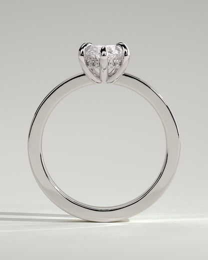 Aisha - Marquise Claw Solitaire with Flat Cigar Band and Hidden Halo Engagement Ring - Platinum - platinum - Lara Jewels