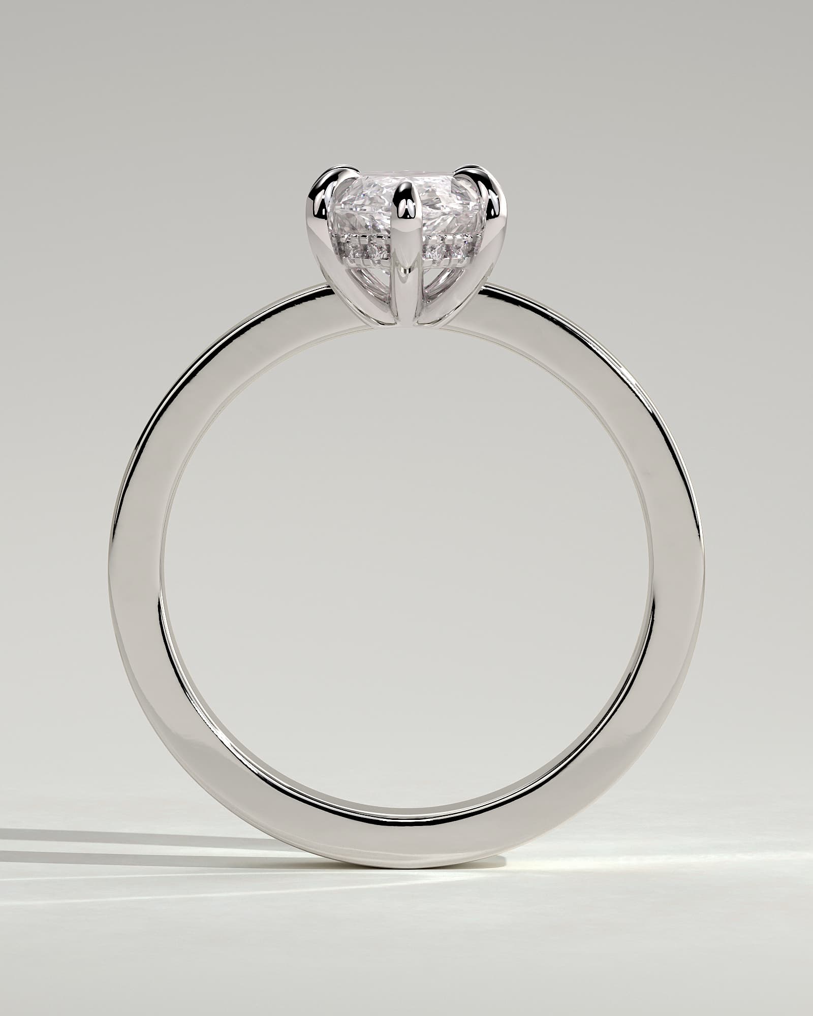Aisha - Marquise Claw Solitaire with Flat Cigar Band and Hidden Halo Engagement Ring - White Gold - white gold - Lara Jewels