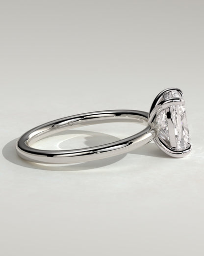 Leonora - Elongated Cushion Claw Solitaire Engagement Ring - White Gold