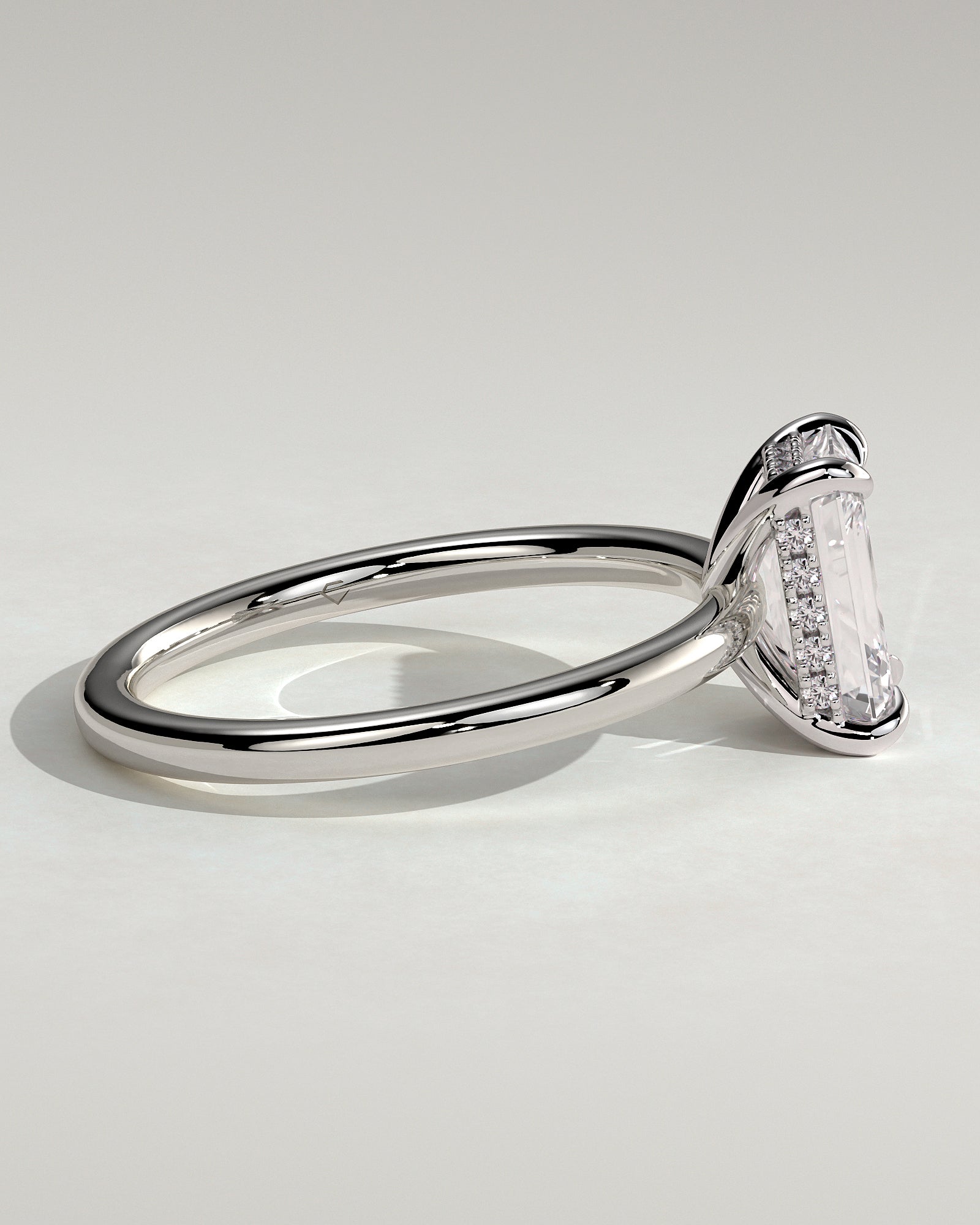 Alice - Emerald Claw Solitaire with Hidden Halo Engagement Ring - Platinum - White Gold / Platinum 2ct