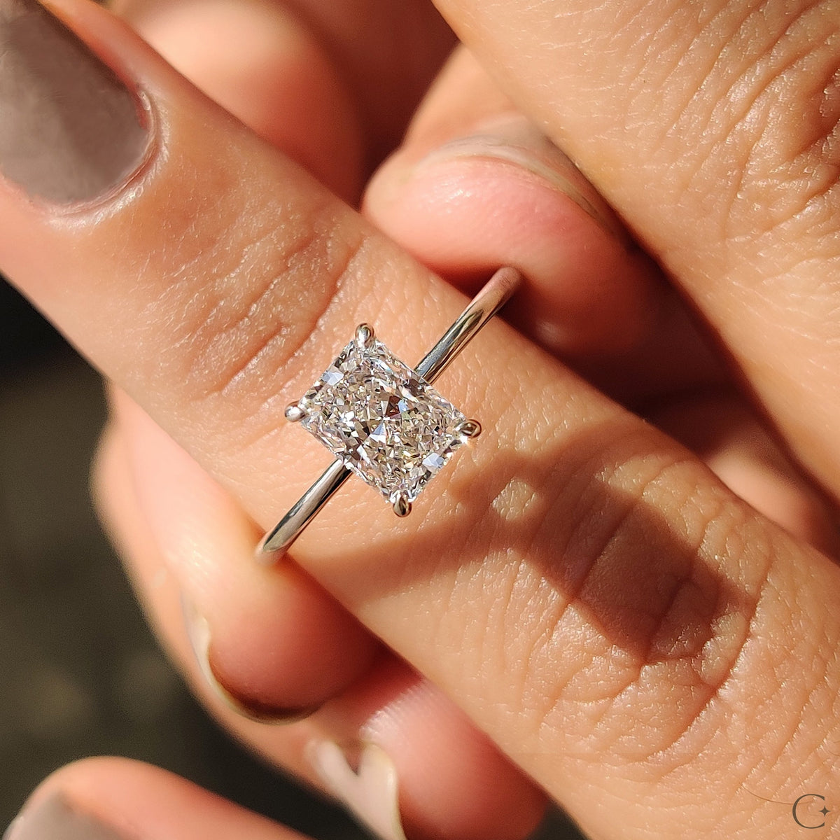 Radiant Cut Solitaire Ring With Secure Claw Prongs