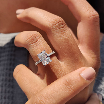 Radiant Cut Ring In Pave Setting