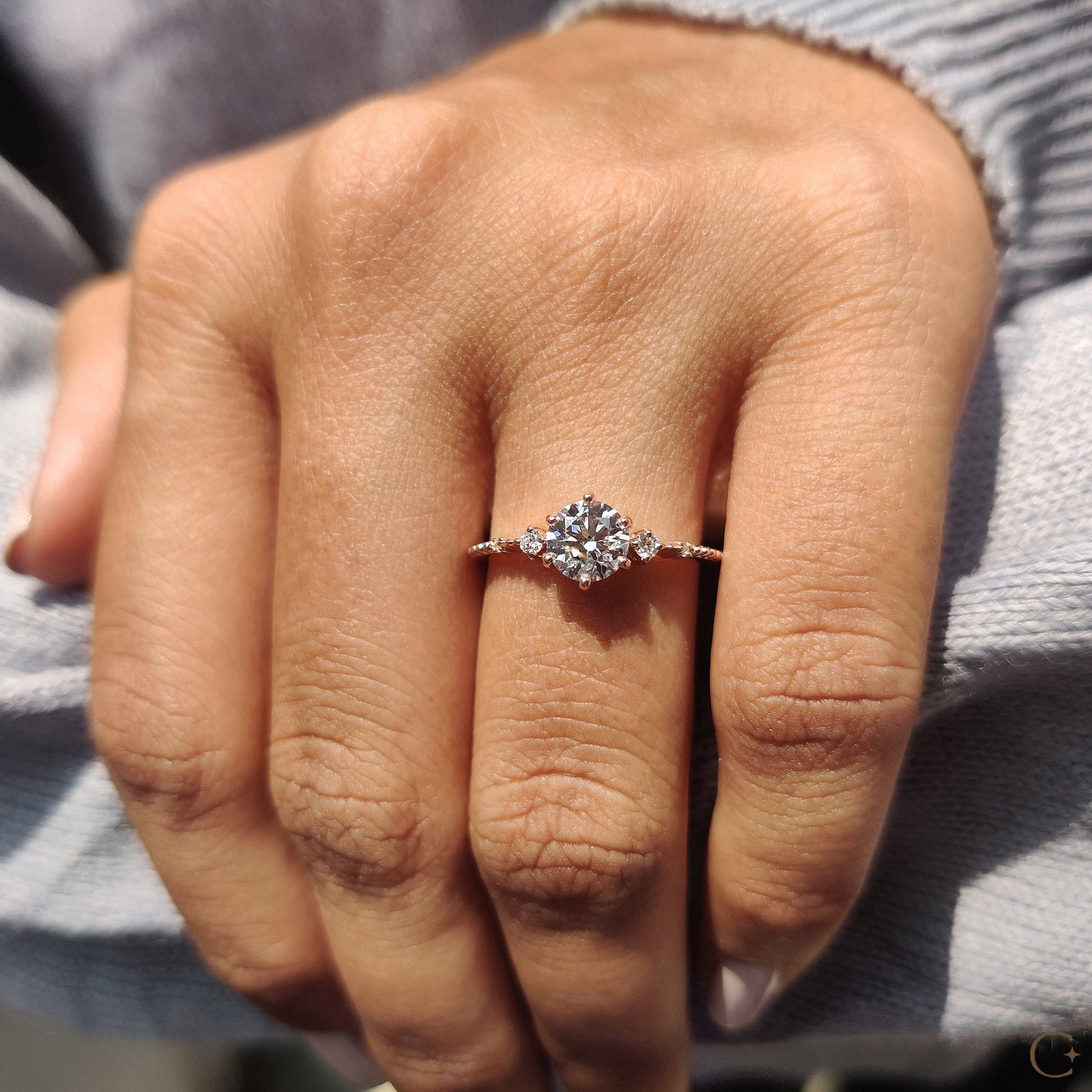 3 Stone Diamond Ring With Round Cut Stones