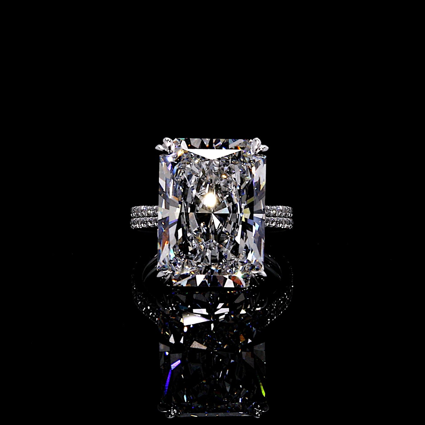Lara Jewels High Jewellry High Jewelry | Elle Radiant Solitaire Engagement Ring - Radiant - 18k White Gold - Front View