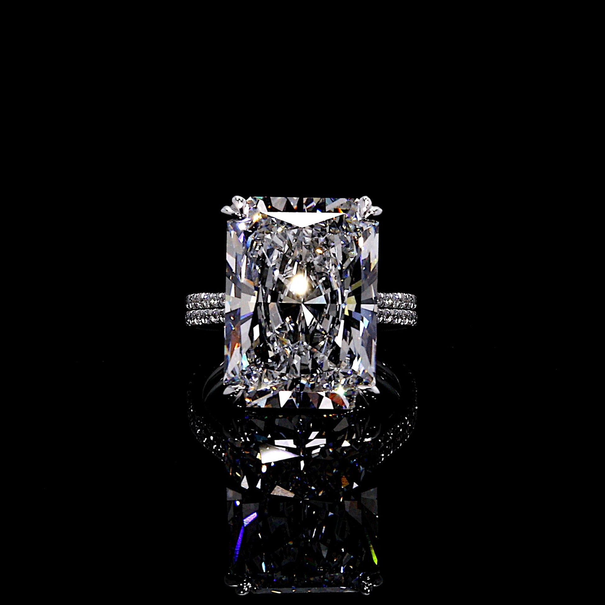 Lara Jewels High Jewellry High Jewelry | Elle Radiant Solitaire Engagement Ring - Radiant - 18k White Gold - Front View