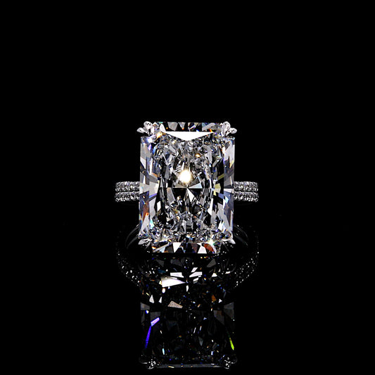 Lara Jewels High Jewellry High Jewelry | Elle Radiant Solitaire Engagement Ring - Radiant - 18k White Gold - Front View