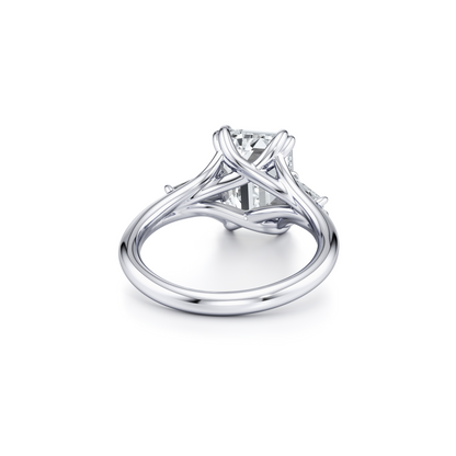 Lara Jewels High Jewellry High Jewelry | Jane Emerald Three Stone Engagement Ring - Emerald - Platinum - Angle View