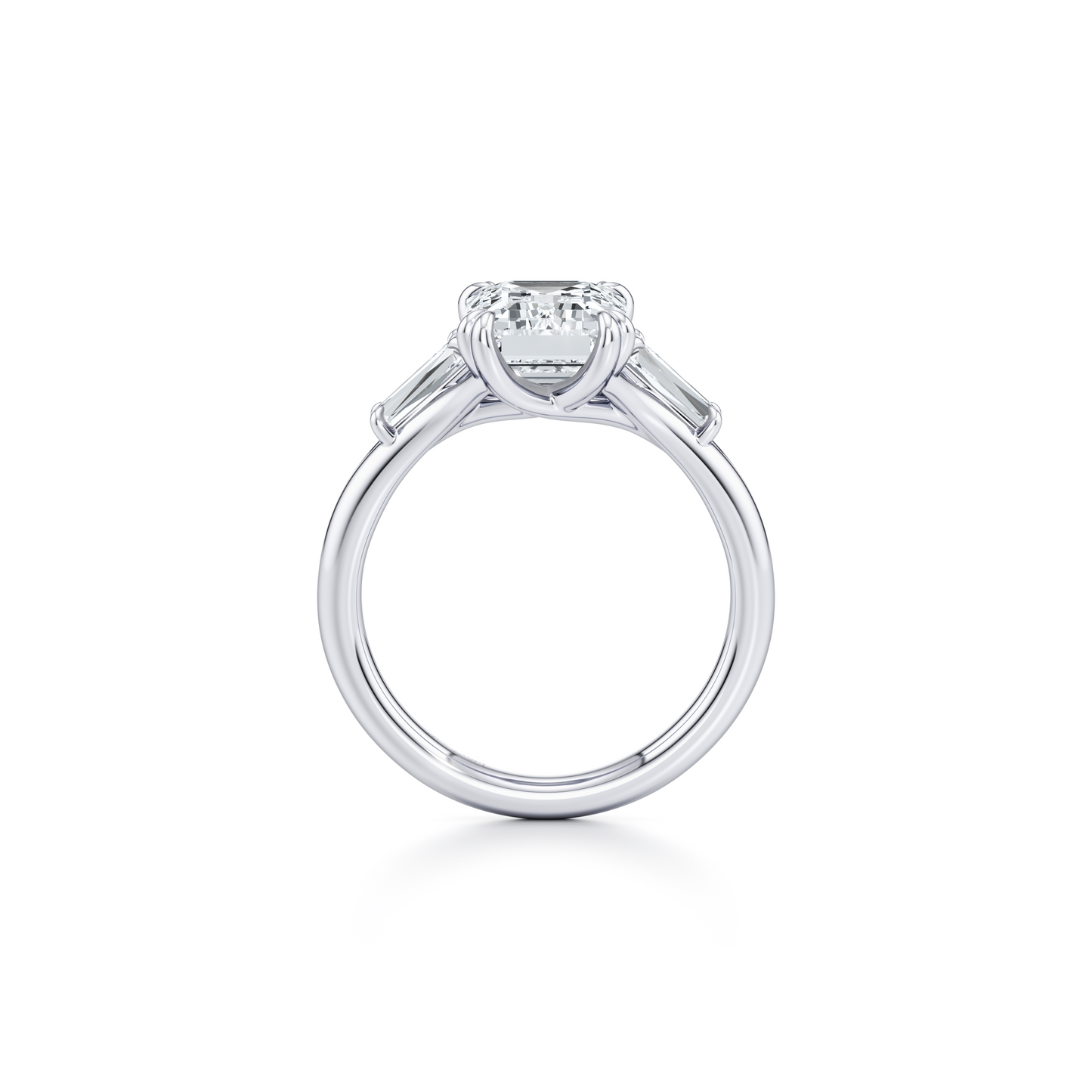 Lara Jewels High Jewellry High Jewelry | Jane Emerald Three Stone Engagement Ring - Emerald - Platinum - Detail View